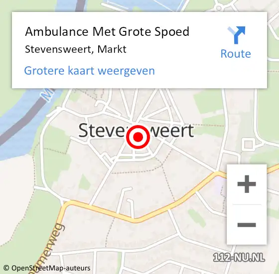 Locatie op kaart van de 112 melding: Ambulance Met Grote Spoed Naar Stevensweert, Markt op 29 november 2014 22:57