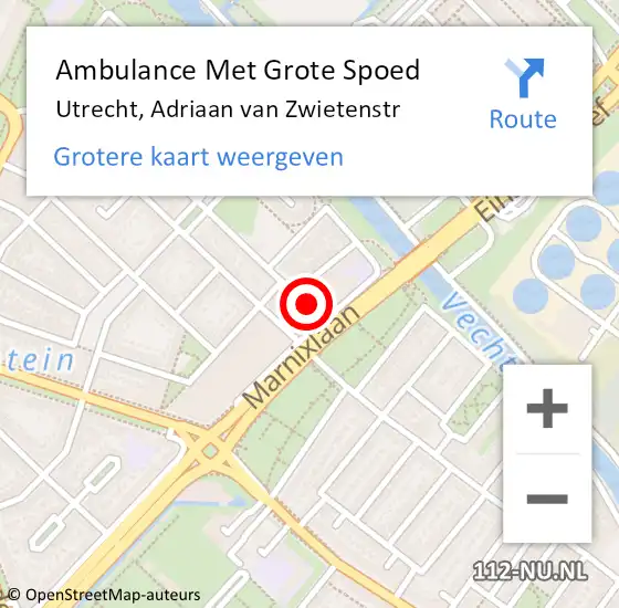 Locatie op kaart van de 112 melding: Ambulance Met Grote Spoed Naar Utrecht, Adriaan van Zwietenstr op 30 november 2014 00:51