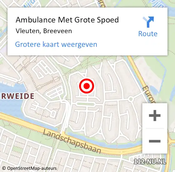 Locatie op kaart van de 112 melding: Ambulance Met Grote Spoed Naar Vleuten, Breeveen op 30 november 2014 02:44