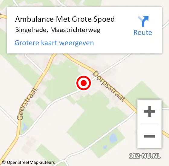 Locatie op kaart van de 112 melding: Ambulance Met Grote Spoed Naar Bingelrade, Maastrichterweg op 30 november 2014 08:32
