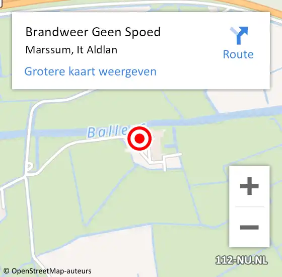 Locatie op kaart van de 112 melding: Brandweer Geen Spoed Naar Marssum, It Aldlan op 22 oktober 2013 18:01