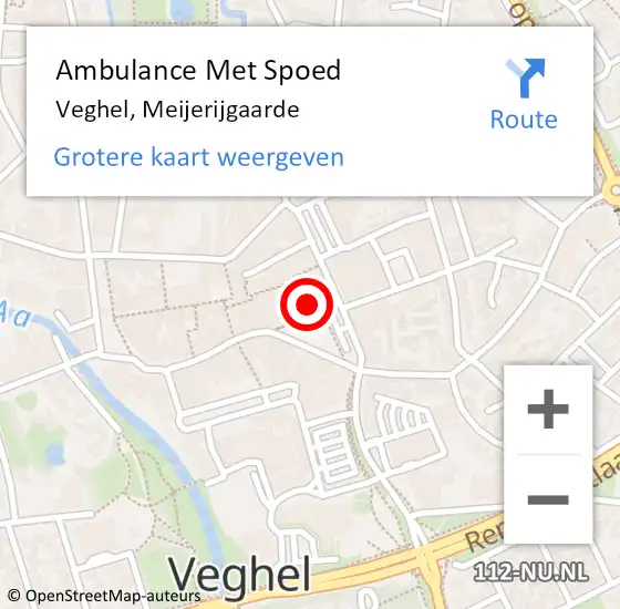 Locatie op kaart van de 112 melding: Ambulance Met Spoed Naar Veghel, Meijerijgaarde op 1 december 2014 02:04