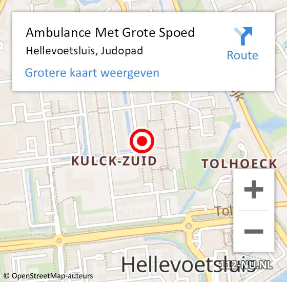 Locatie op kaart van de 112 melding: Ambulance Met Grote Spoed Naar Hellevoetsluis, Judopad op 1 december 2014 03:21
