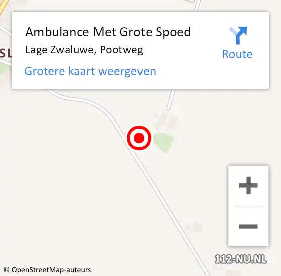 Locatie op kaart van de 112 melding: Ambulance Met Grote Spoed Naar Lage Zwaluwe, Pootweg op 1 december 2014 17:45