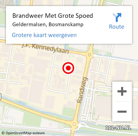 Locatie op kaart van de 112 melding: Brandweer Met Grote Spoed Naar Geldermalsen, Bosmanskamp op 1 december 2014 19:14