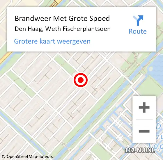 Locatie op kaart van de 112 melding: Brandweer Met Grote Spoed Naar Den Haag, Weth Fischerplantsoen op 22 oktober 2013 20:58