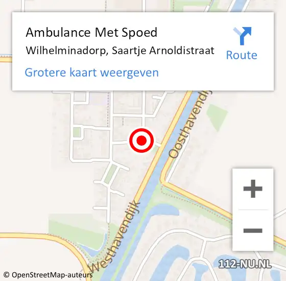 Locatie op kaart van de 112 melding: Ambulance Met Spoed Naar Wilhelminadorp, Saartje Arnoldistraat op 2 december 2014 22:38