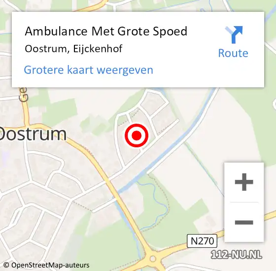Locatie op kaart van de 112 melding: Ambulance Met Grote Spoed Naar Oostrum, Eijckenhof op 3 december 2014 13:39