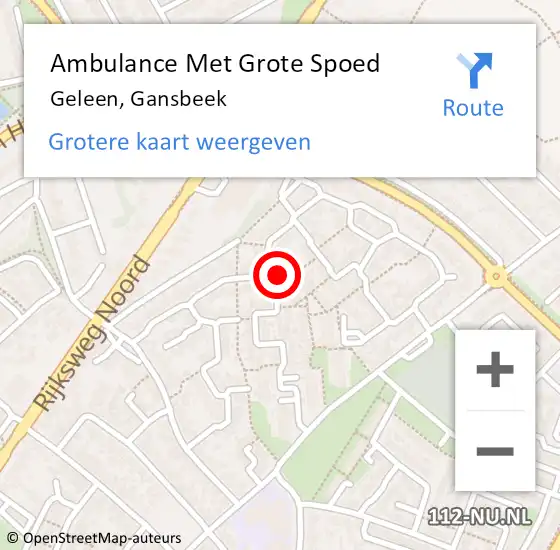 Locatie op kaart van de 112 melding: Ambulance Met Grote Spoed Naar Geleen, Gansbeek op 3 december 2014 14:27
