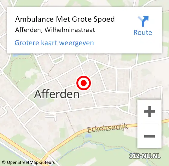 Locatie op kaart van de 112 melding: Ambulance Met Grote Spoed Naar Afferden, Wilhelminastraat op 23 oktober 2013 06:35
