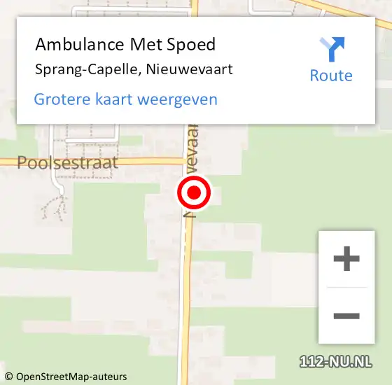Locatie op kaart van de 112 melding: Ambulance Met Spoed Naar Sprang-Capelle, Nieuwevaart op 23 oktober 2013 07:39