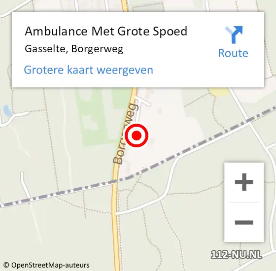 Locatie op kaart van de 112 melding: Ambulance Met Grote Spoed Naar Gasselte, Borgerweg op 23 oktober 2013 08:07