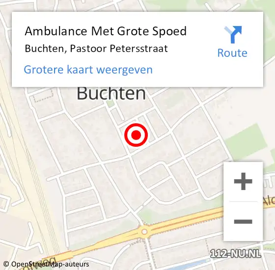 Locatie op kaart van de 112 melding: Ambulance Met Grote Spoed Naar Buchten, Pastoor Petersstraat op 5 december 2014 03:19