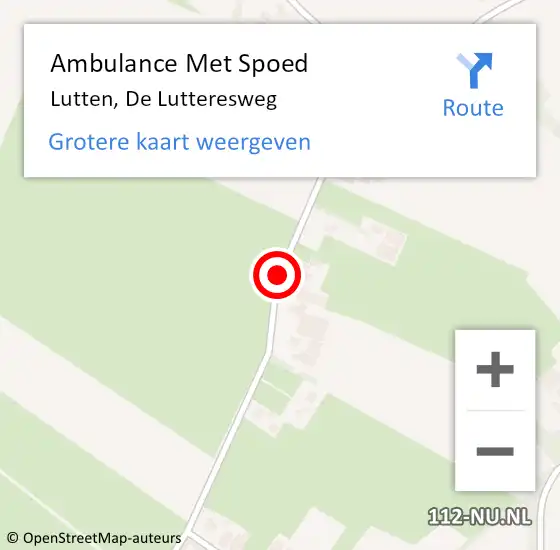 Locatie op kaart van de 112 melding: Ambulance Met Spoed Naar Lutten, De Lutteresweg op 5 december 2014 09:52