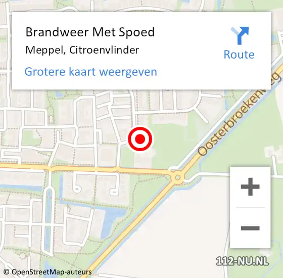 Locatie op kaart van de 112 melding: Brandweer Met Spoed Naar Meppel, Citroenvlinder op 5 december 2014 17:00