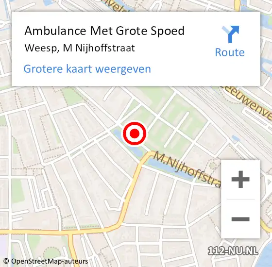 Locatie op kaart van de 112 melding: Ambulance Met Grote Spoed Naar Weesp, M Nijhoffstraat op 6 december 2014 01:20