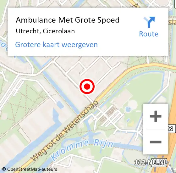 Locatie op kaart van de 112 melding: Ambulance Met Grote Spoed Naar Utrecht, Cicerolaan op 6 december 2014 03:51