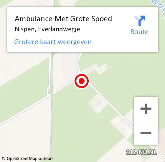 Locatie op kaart van de 112 melding: Ambulance Met Grote Spoed Naar Nispen, Everlandwegje op 6 december 2014 09:44