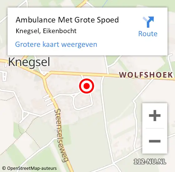 Locatie op kaart van de 112 melding: Ambulance Met Grote Spoed Naar Knegsel, Eikenbocht op 6 december 2014 21:03