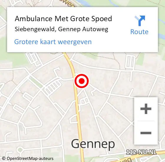 Locatie op kaart van de 112 melding: Ambulance Met Grote Spoed Naar Gennep, A77 Re hectometerpaal: 6,5 op 7 december 2014 00:20