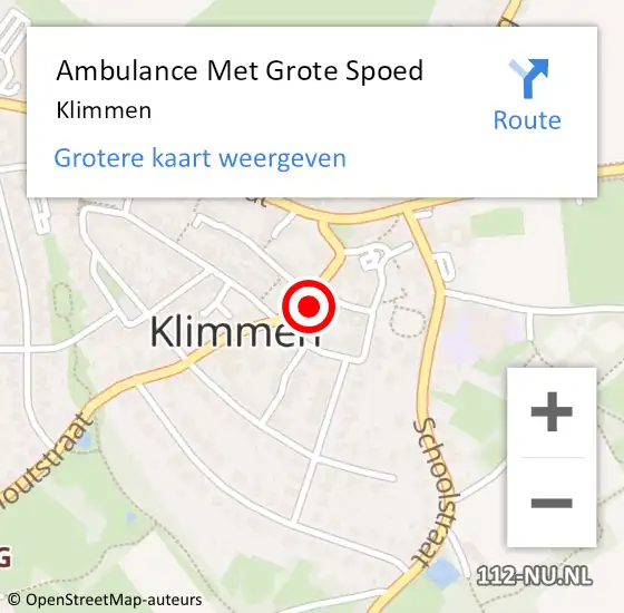 Locatie op kaart van de 112 melding: Ambulance Met Grote Spoed Naar Klimmen op 7 december 2014 04:50