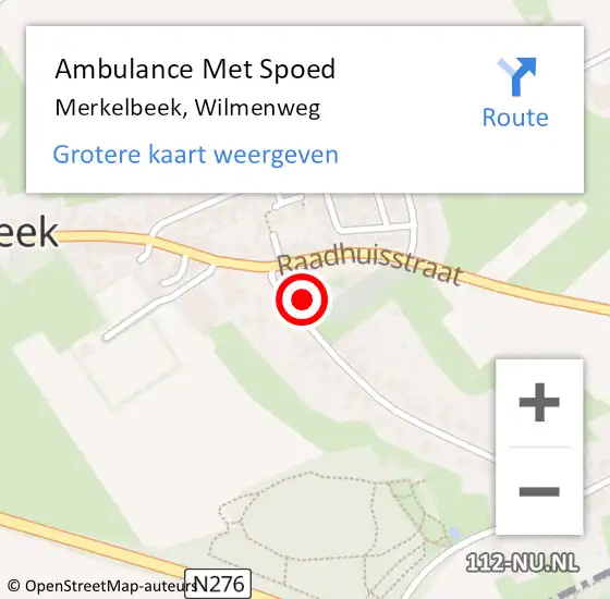 Locatie op kaart van de 112 melding: Ambulance Met Spoed Naar Merkelbeek, Wilmenweg op 7 december 2014 18:00