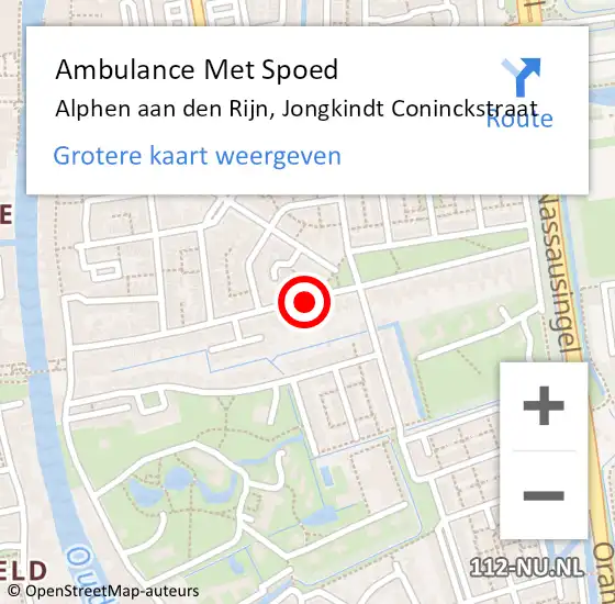Locatie op kaart van de 112 melding: Ambulance Met Spoed Naar Alphen aan den rijn, Jongkindt Coninckstraat op 7 december 2014 20:45