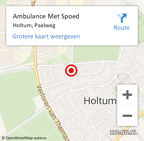 Locatie op kaart van de 112 melding: Ambulance Met Spoed Naar Holtum, Paalweg op 8 december 2014 09:41