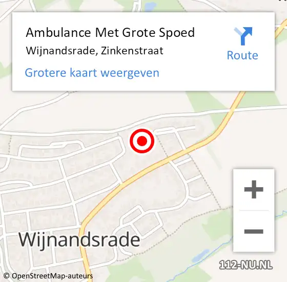 Locatie op kaart van de 112 melding: Ambulance Met Grote Spoed Naar Wijnandsrade, Zinkenstraat op 8 december 2014 13:25