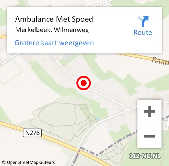 Locatie op kaart van de 112 melding: Ambulance Met Spoed Naar Merkelbeek, Wilmenweg op 9 december 2014 10:27