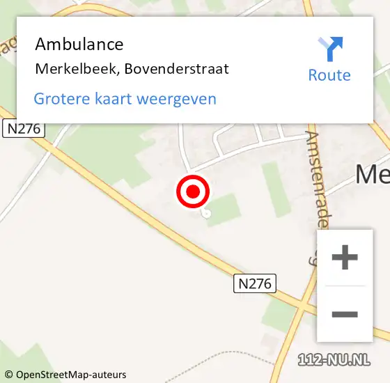 Locatie op kaart van de 112 melding: Ambulance Merkelbeek, Bovenderstraat op 9 december 2014 15:49