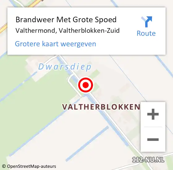 Locatie op kaart van de 112 melding: Brandweer Met Grote Spoed Naar Valthermond, Valtherblokken-Zuid op 9 december 2014 20:03