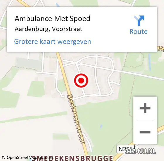 Locatie op kaart van de 112 melding: Ambulance Met Spoed Naar Aardenburg, Voorstraat op 10 december 2014 07:10