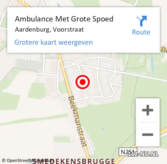 Locatie op kaart van de 112 melding: Ambulance Met Grote Spoed Naar Aardenburg, Voorstraat op 10 december 2014 07:14