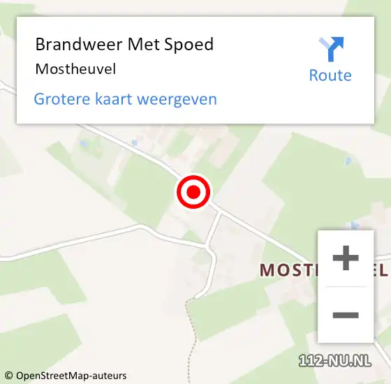 Locatie op kaart van de 112 melding: Brandweer Met Spoed Naar Mostheuvel op 10 december 2014 09:44