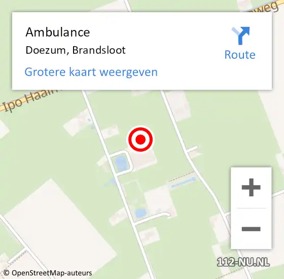 Locatie op kaart van de 112 melding: Ambulance Doezum, Brandsloot op 23 oktober 2013 19:31