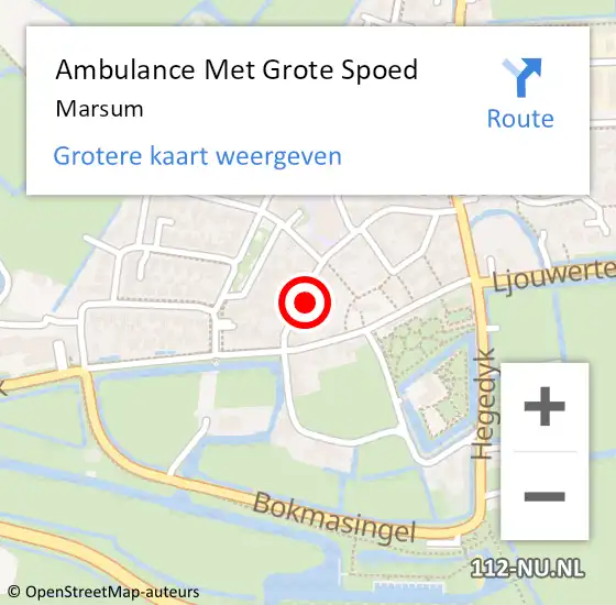 Locatie op kaart van de 112 melding: Ambulance Met Grote Spoed Naar Marsum op 10 december 2014 13:47