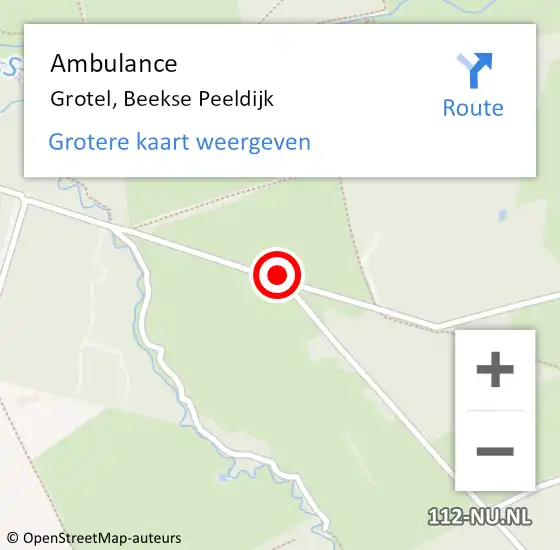 Locatie op kaart van de 112 melding: Ambulance Grotel, Beekse Peeldijk op 23 oktober 2013 19:55