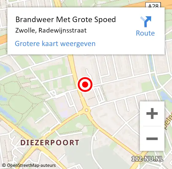 Locatie op kaart van de 112 melding: Brandweer Met Grote Spoed Naar Zwolle, Radewijnsstraat op 10 december 2014 18:17