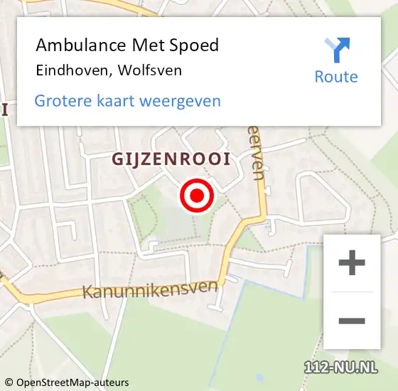 Locatie op kaart van de 112 melding: Ambulance Met Spoed Naar Eindhoven, Wolfsven op 10 december 2014 23:09