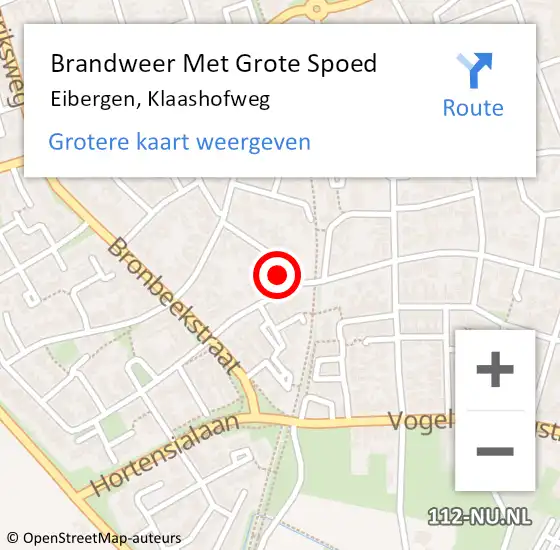 Locatie op kaart van de 112 melding: Brandweer Met Grote Spoed Naar Eibergen, Klaashofweg op 11 december 2014 10:08