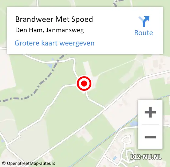 Locatie op kaart van de 112 melding: Brandweer Met Spoed Naar Den Ham, Janmansweg op 23 oktober 2013 22:31