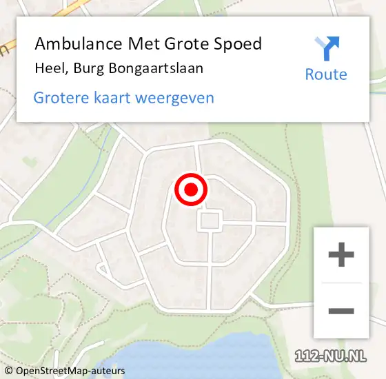 Locatie op kaart van de 112 melding: Ambulance Met Grote Spoed Naar Heel, Burg Bongaartslaan op 24 oktober 2013 02:05