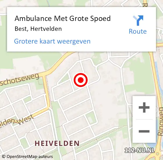 Locatie op kaart van de 112 melding: Ambulance Met Grote Spoed Naar Best, Hertvelden op 12 december 2014 12:18
