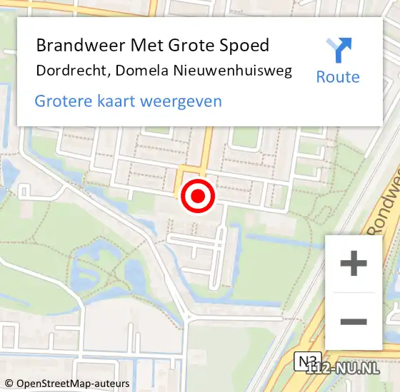 Locatie op kaart van de 112 melding: Brandweer Met Grote Spoed Naar Dordrecht, Domela Nieuwenhuisweg op 12 december 2014 21:49