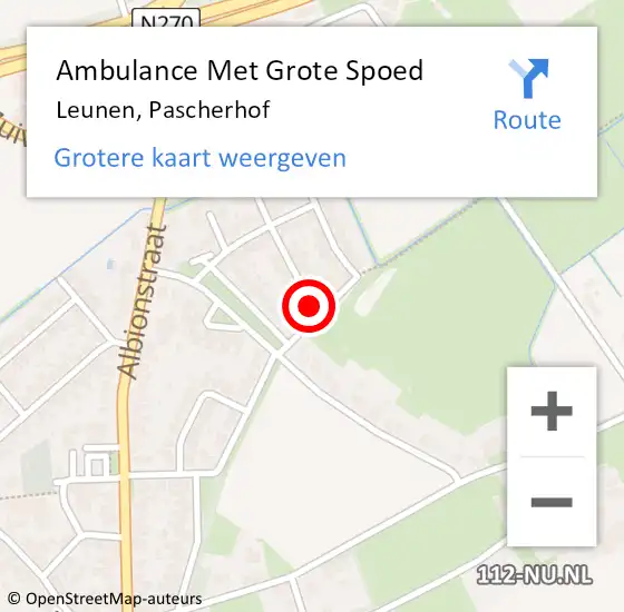 Locatie op kaart van de 112 melding: Ambulance Met Grote Spoed Naar Leunen, Pascherhof op 13 december 2014 12:07