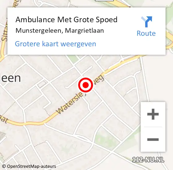 Locatie op kaart van de 112 melding: Ambulance Met Grote Spoed Naar Munstergeleen, Margrietlaan op 13 december 2014 14:30