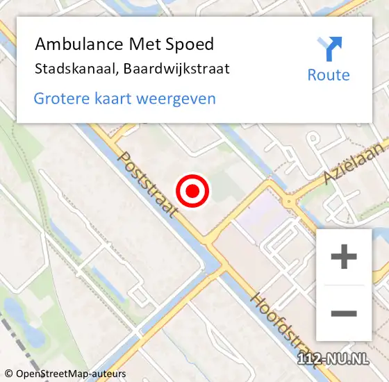 Locatie op kaart van de 112 melding: Ambulance Met Spoed Naar Stadskanaal, Baardwijkstraat op 13 december 2014 19:44