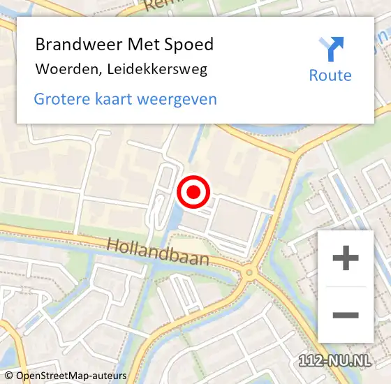 Locatie op kaart van de 112 melding: Brandweer Met Spoed Naar Woerden, Leidekkersweg op 13 december 2014 20:30