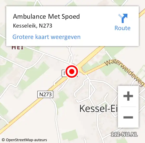 Locatie op kaart van de 112 melding: Ambulance Met Spoed Naar Kesseleik, N273 op 13 december 2014 21:09
